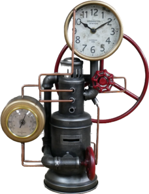 #ad #ad Industrial Unusual Pipe Clock with Faux Pressure Gauge and Money Box GBP 49.95