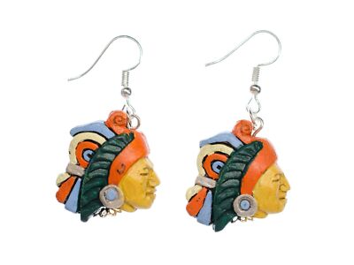 Indianer Ohrringe Miniblings Hänger Maja Azteken USA Indios 25mm Keramik