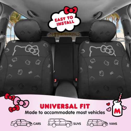 Hello Kitty Car Seat Covers - Cute Front Seat Covers, PU Leather Seat Covers for - Picture 6 of 9