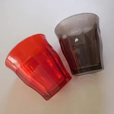 N23.217 Duralex Made in France 2 Glasses Black Red Transparent Art Deco Table