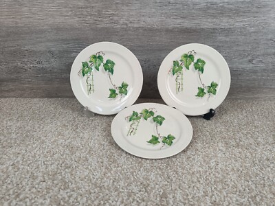 3er Set Art Deco Grindley Efeu Blatt Beilagenteller 1940