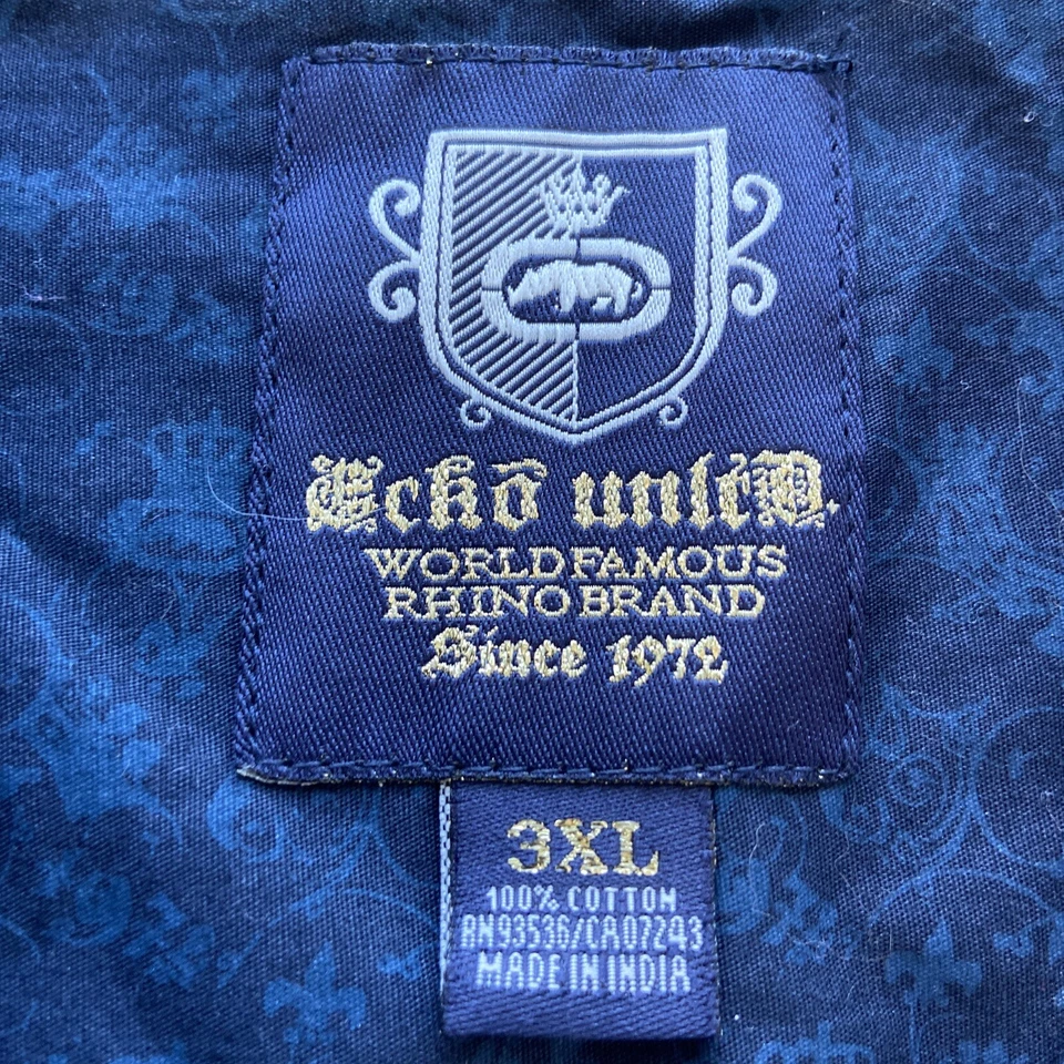 Ecko Unltd Button Up Shirt Men 3XL Embroidered Logos Long Sleeve  Streetwear - Image 4 of 4