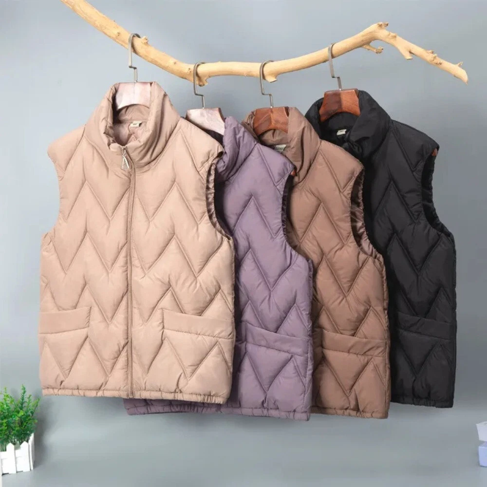 Women's Slim Fit Padded Vest, Vest Down Cotton Cotton Jacket, Warm Jacket Zipper