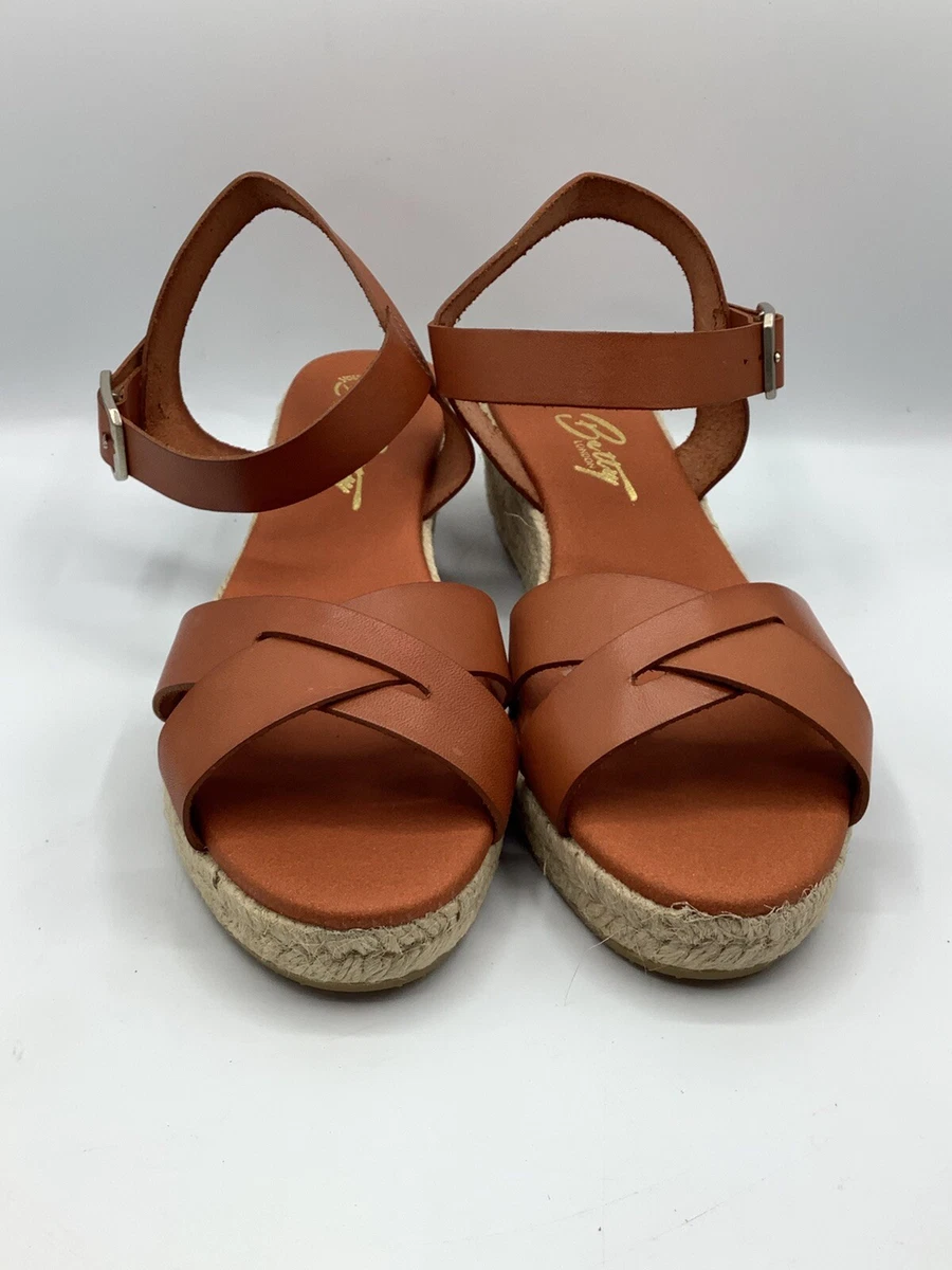 Betty London UK 7.5 41 wedge heel Leather sandal espadrille