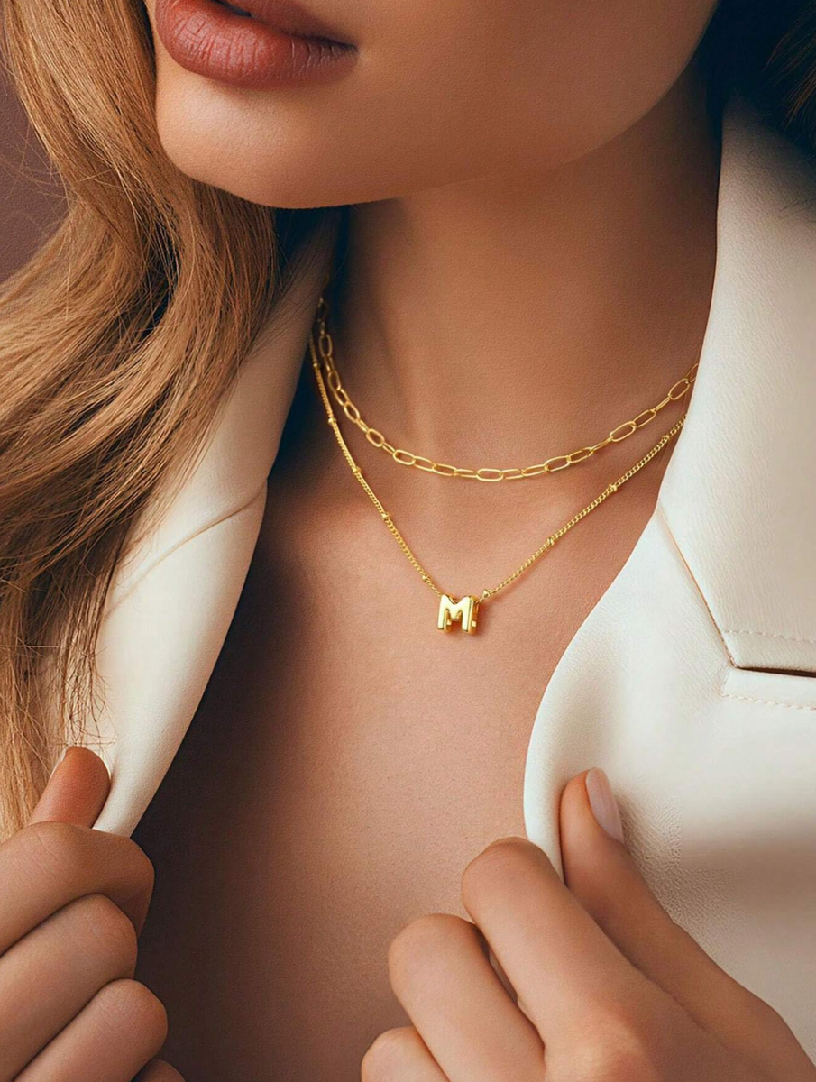 Cadenas de Oro 10K ® Joyeria para Mujer Gargantilla Collar con Letras  Iniciales