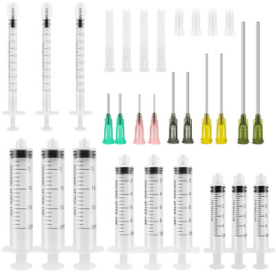 12 Stück Spritzen Set mit Stumpfen Nadeln 1-20ml für Flüssigkeiten