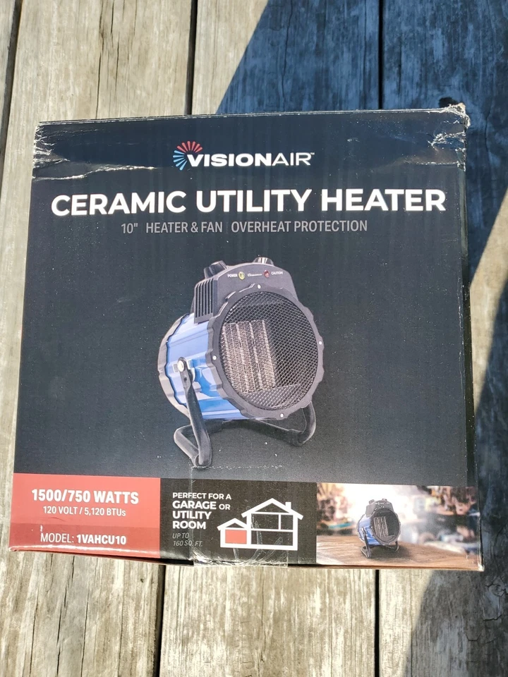 VisionAir 1VAHCU10 1500/750W 10" Ceramic Utility Fan Heater Up To 160sq Ft New - Image 2 of 4