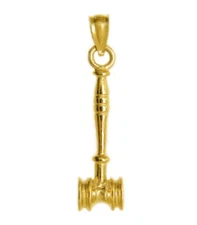 New 14k Yellow Gold Judges Gavel Pendant
