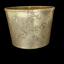 Vintage Arthur Armour gold metal  BUTTERFLY & DOGWOOD WASTEBASKET Gold trash can