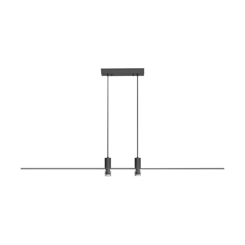 Suspension Lampe De Salle À Manger Réglable En Hauteur Alu Noir LED H 115Cm - Photo 2/4