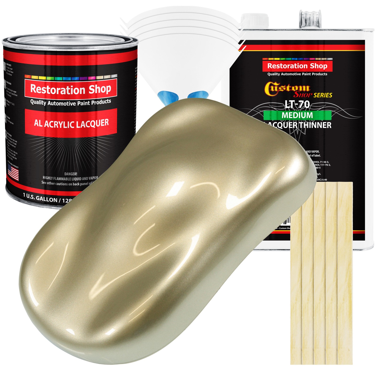 Champagne Gold Metallic Acrylic Lacquer Gallon Auto Paint Kit with Medium Thinner