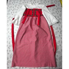 Mary Jane red white gingham child's dirndl dress vintage 80s rare  2T-4T?