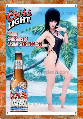 Elvira Mistress Of dark Coors Light Funny Metal Sign Poster  Bar Decor Read Des