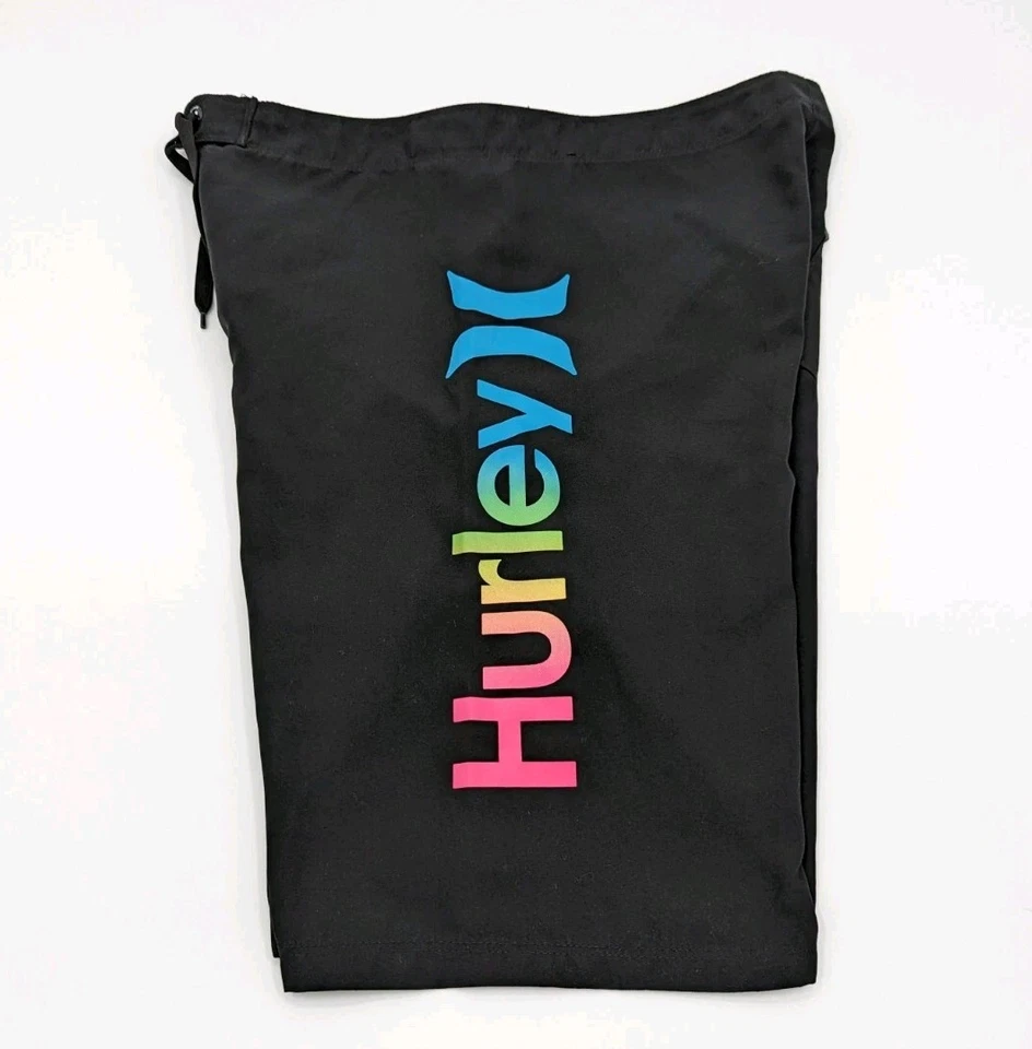 Hurley Boys Mens Bright Black Rainbow Boardshorts Swim Trunks Size 18/29 - Image 3 of 4