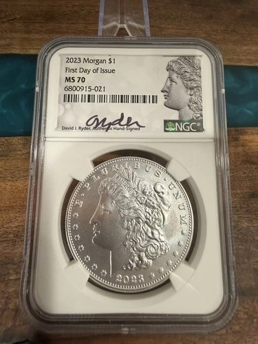 2023 Silver Morgan Dollar NGC MS 70 FIRST DAY OF ISSUE RYDER SIGNED Mint FDOI