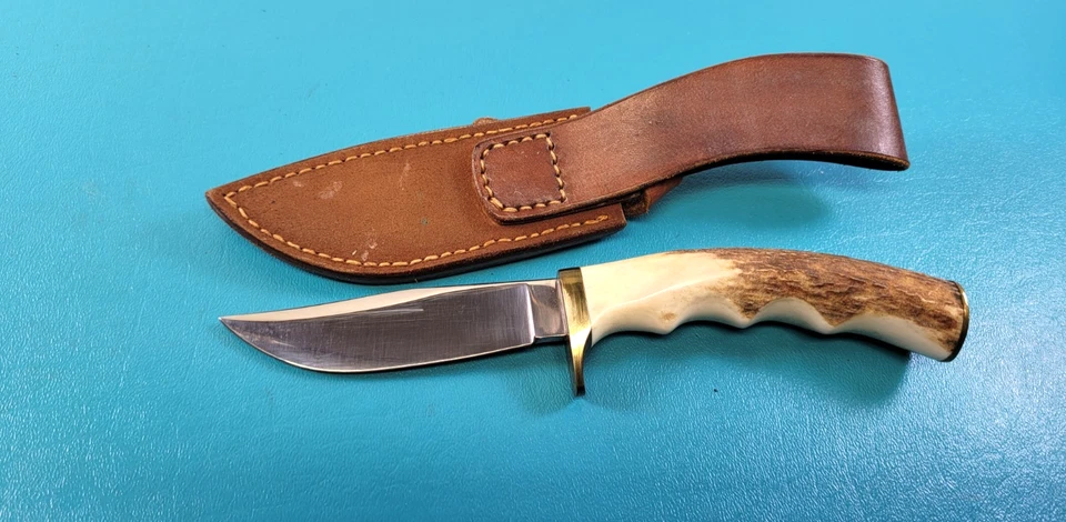 Cuchillo Bowie Hunter hecho a mano personalizado acanalado para dedos + funda de cuero mecanizado TR581 Foto 4 de 4