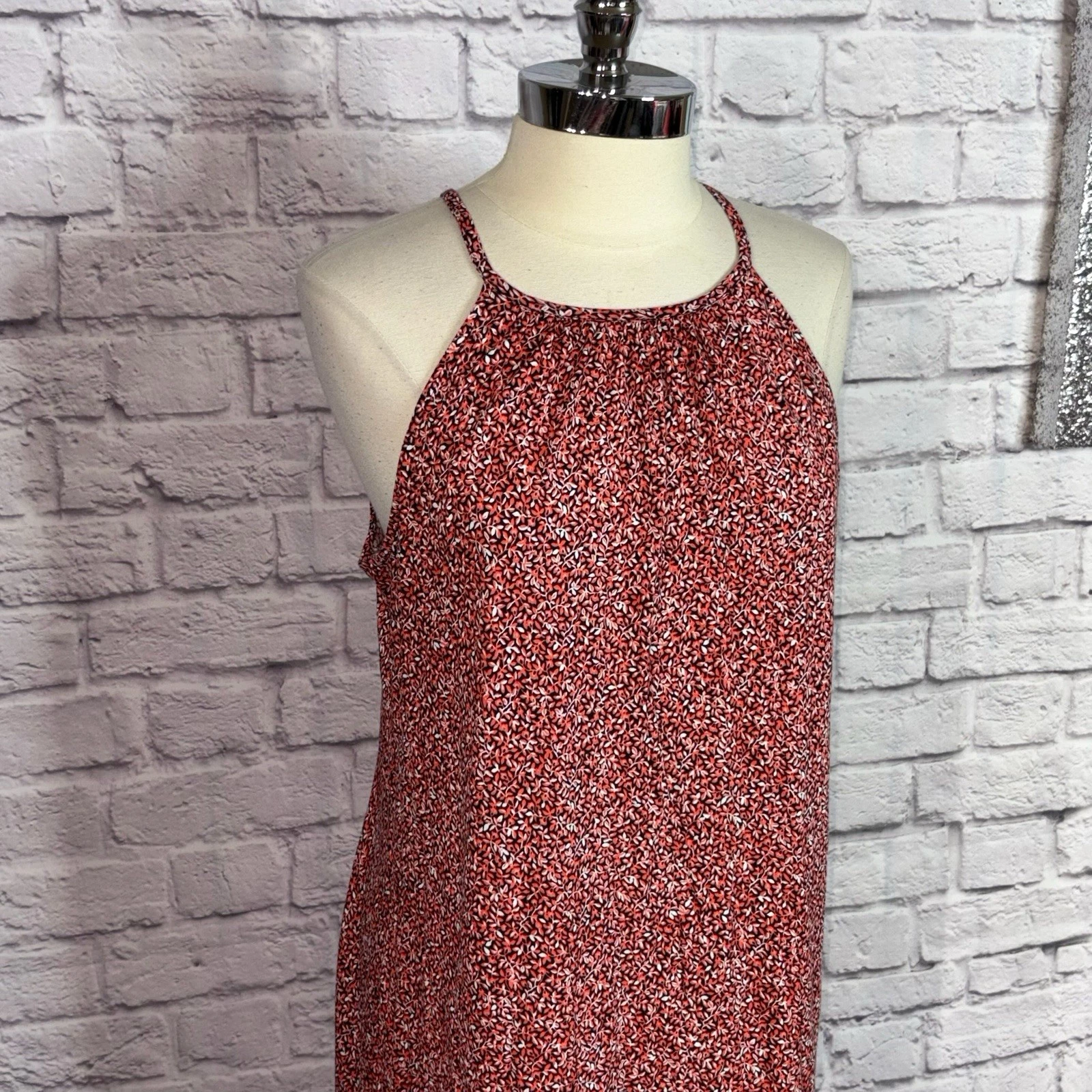 Abito a tubino Michael Kors donna XL nero con stampa foglia di vite salmone senza maniche