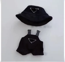 Black, Labubu Two-Piece Outfit, Hat and Overalls
