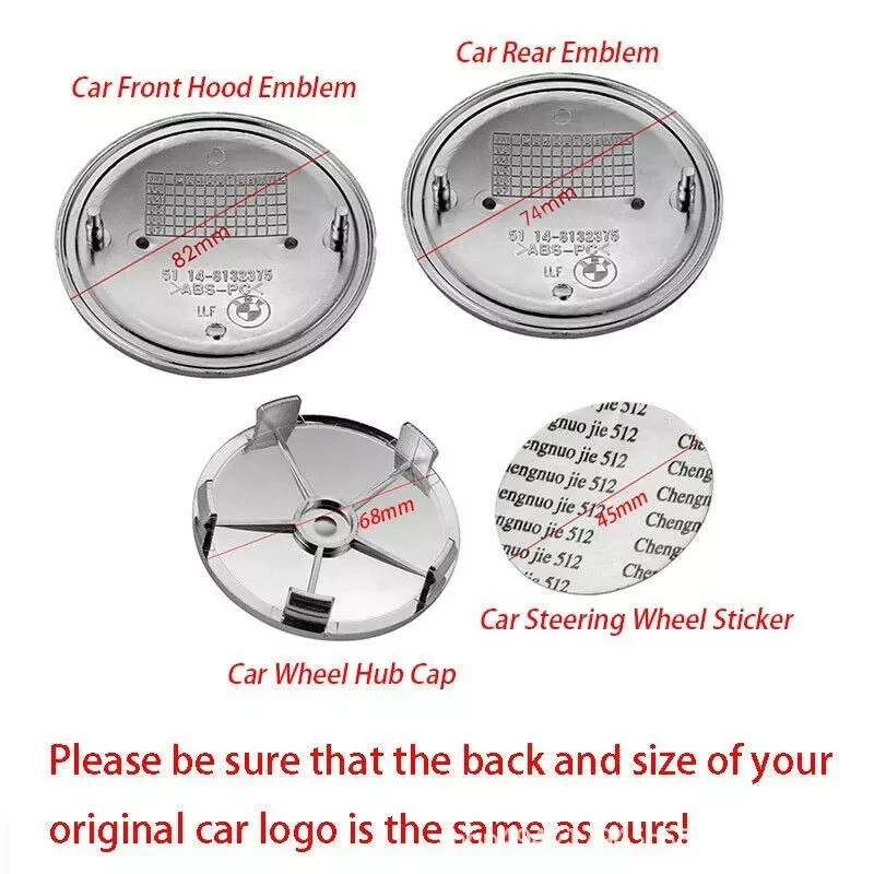 Juego de insignias emblema volante tapacubos 7 piezas 82+74 mm 68 mm 45 mm para tapacubos B-M-W Foto 2 de 2