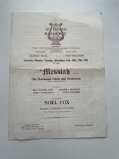 1960s Nottingham Harmonic Society Albert Hall Messiah Concert Programme