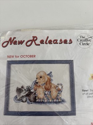 Counted Cross Stitch Little Tease  The Creative Circle Vintage Dog and Cat Craft