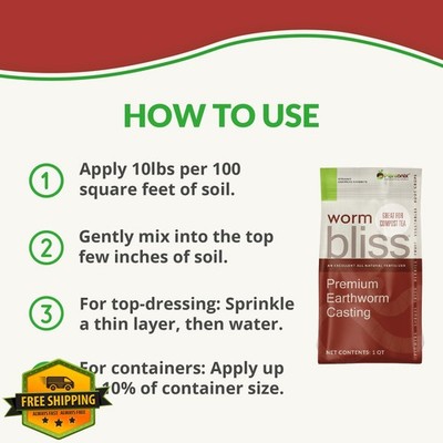 Worm Bliss 8Qt Organic Worm Castings Fertilizer for Plants