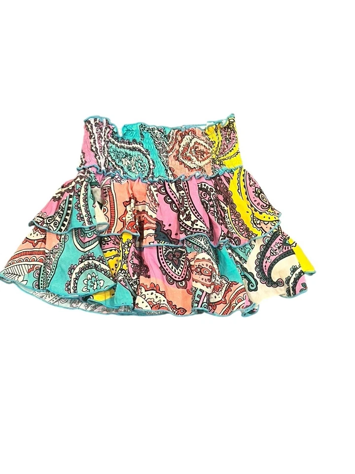 FLOWERS BY ZOE MULTI  PAISLEY SMOCKED RUFFLE TIERED PULL ON SKIRT 3T $68 NWT - Image 2 of 4
