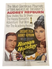 ROMAN HOLIDAY ~ Original 27x41 Poster ~ Folded ~ RARE ~ Peck/Hepburn ~ 1962 R