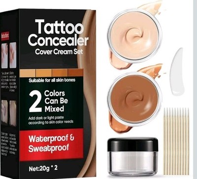 Full Coverage Tattoo Concealer Cream Set, Waterproof Sweatproof, Light/Dark