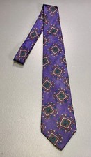 VTG 90s Geoffrey Beene ItalianSilk USA Made Floral Motif Pattern Purple Mens Tie