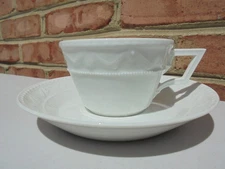 KPM Berlin Porcelain Kurland All White Cup & Saucer Set Excellent