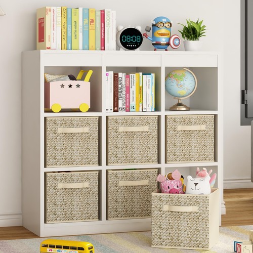 6 Pack Fabric Storage Cubes with Handle, Foldable 13x13 Inch Large Cube Stora...