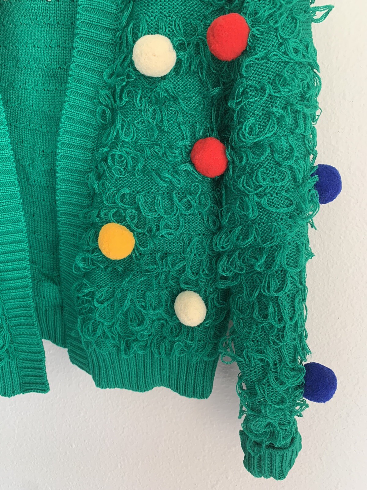 Open Cardigan Jacket Sweater Pom Bulb 