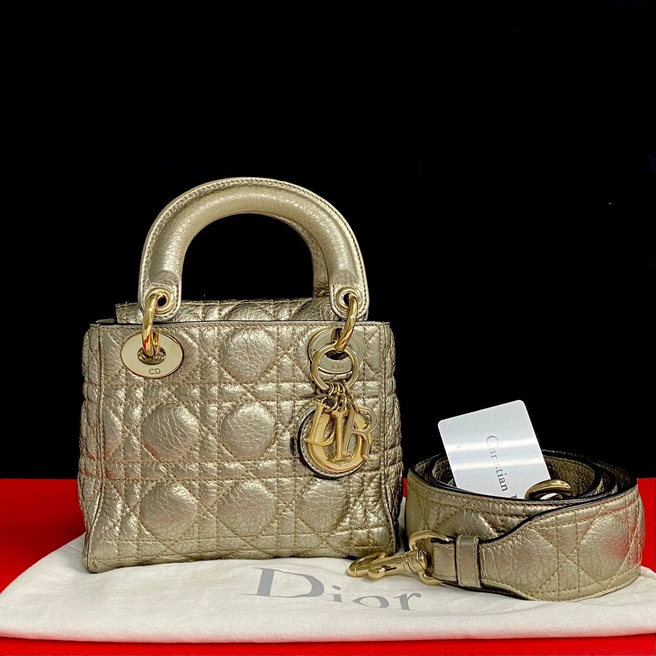 Sac bandoulière Christian Dior Lady Dior Canage cuir argenté【Livraison 1 jour】