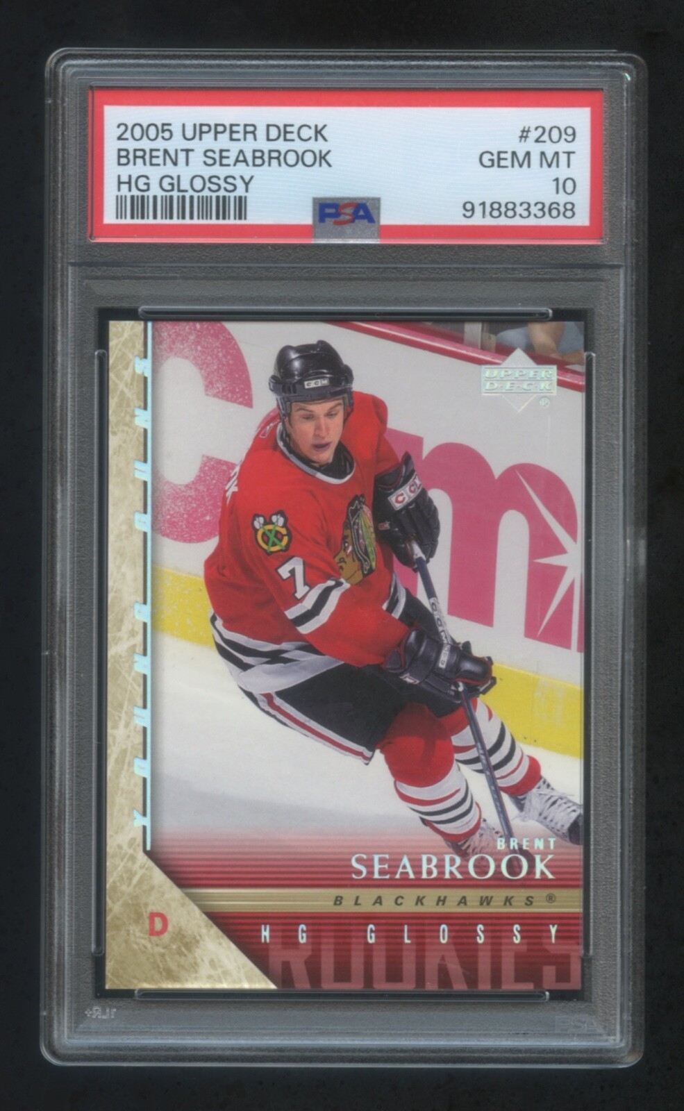 POP 1 PSA 10 BRENT SEABROOK 2005 UPPER DECK YOUNG GUNS RC HG GLOSSY #D 09/10 WOW