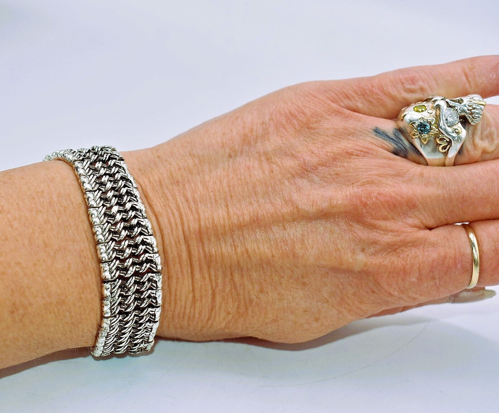 Napier Silver Tone Textured Link Statement Neckla… - image 11