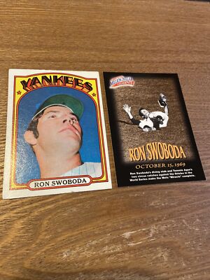 RON SWOBODA 1972 Topps #8 & 1997 Fleer MILLION DOLLAR #35 New York Cards (o)