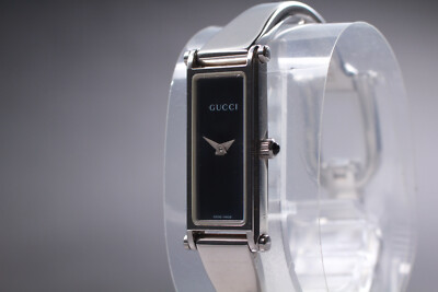 [NEAR MINT] GUCCI 1500L 12mm Black Dial Quartz Bangle For Women From Japan