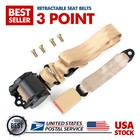 1 Set Beige Car Adjustable Retractable 3 Point Safety Seat Belt Straps Assembly