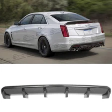 Carbon Fiber Style Rear Lower Diffuser Lip 6-Fins Bumper For Cadillac CTS CTS-V