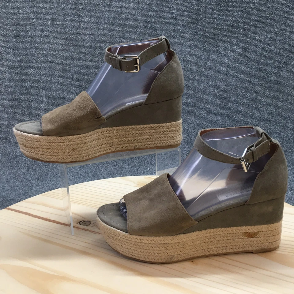 Sandalias Steve Madden Mujer 9 M Apolo Alpargata Cuña Plataforma Cuero Gris Foto 2 de 4