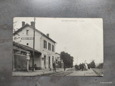 AK Maubert Fontaine La Gare Feldpost 1914