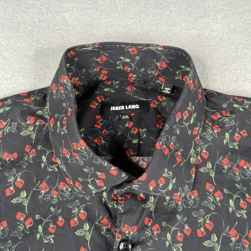 Jared Lang Shirt 2XL Black Rose All Over Print Button Up Long Sleeve Casual Mens - Picture 3 of 12
