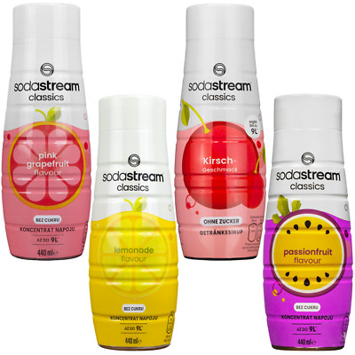 NEU SODASTREAM Sirup Set 4x440ml Grapefruit Lemon Kirsch Passionsfrucht