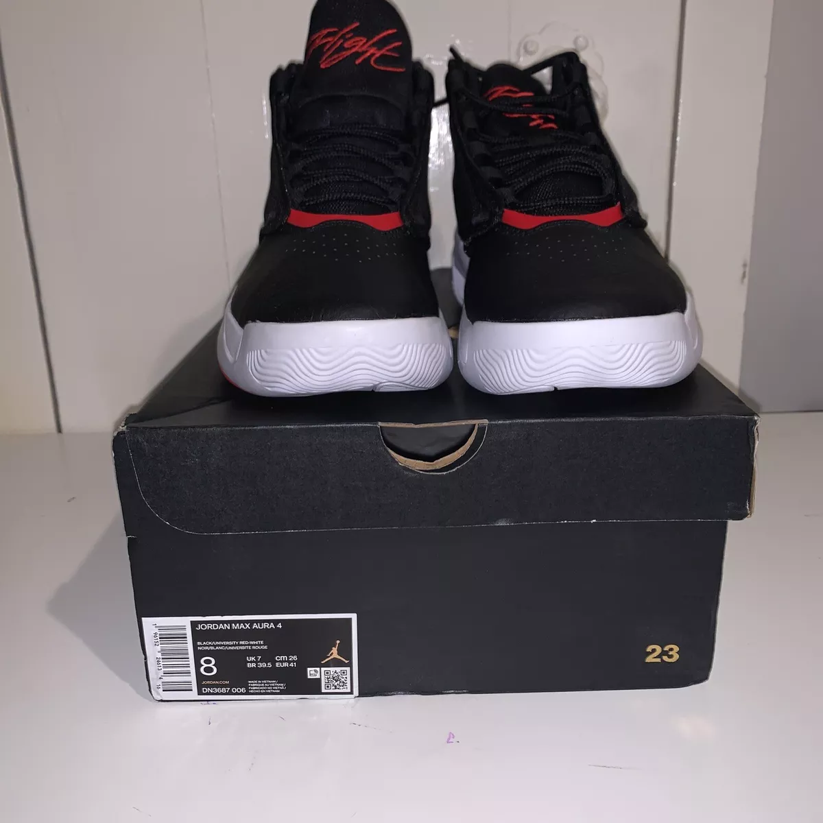 Jordan Max Aura 4 black University Red uk7 EU41 eBay