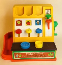 VINTAGE 1974 Fisher Price CASH REGISTER 926 with WORKING BELL  2 COINS