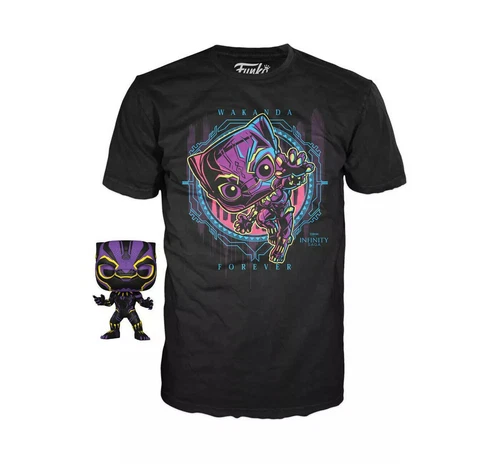 Black Panther Funko Pop Blacklight with T-shirt You choose size