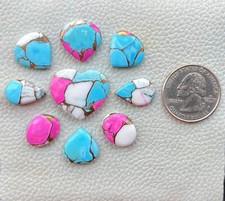 9 Piece Natural Cotton Candy Kingman Turquoise Mix Cabochon Gemstone 64 Ct F0 10