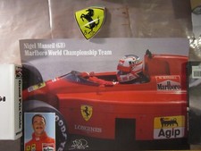 Nigel Mansell & Ferrari Formla One Poster. Original. Factory Stickers.