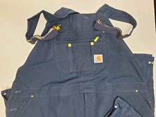 Carhartt Men's Quilt Lined Zip To Thigh Bib Overalls R41 50W x 34L Dark Navy